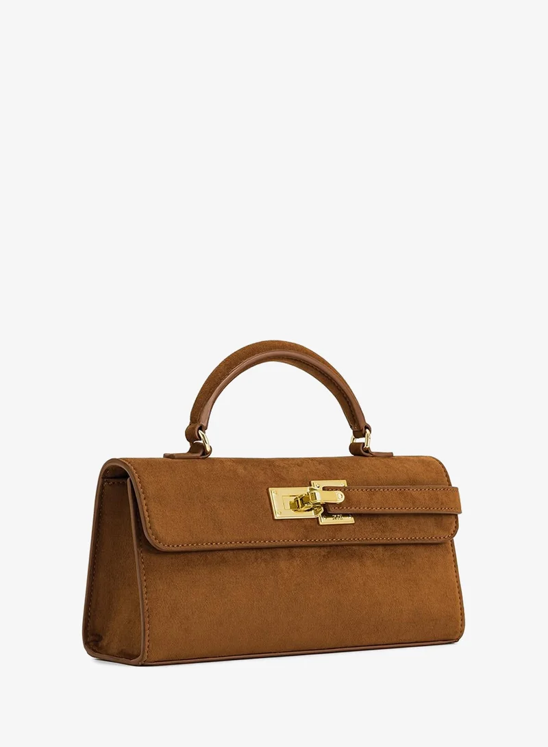 Jw Pei Brown Keyla Faux Suede Top Handle Mini Bag for Women | Best Price UAE