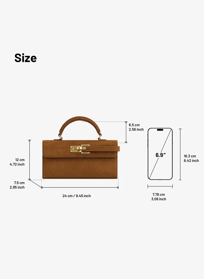 Jw Pei Brown Keyla Faux Suede Top Handle Mini Bag for Women | Best Price UAE