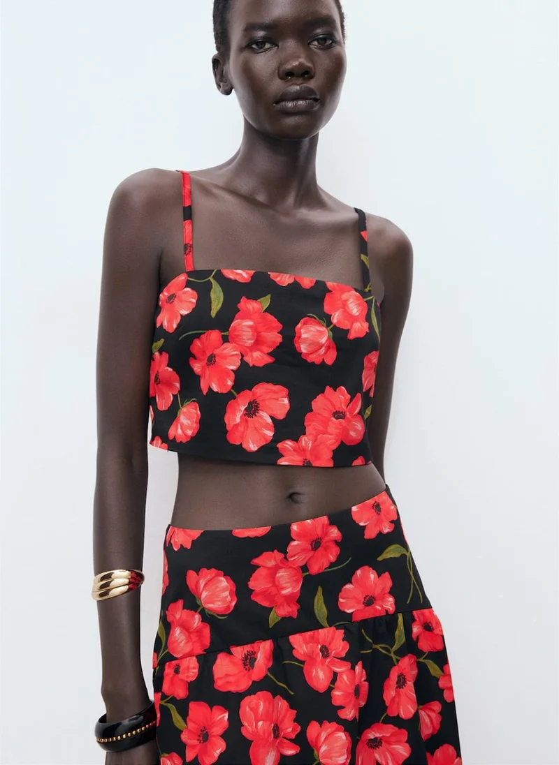 MANGO Floral Crop Top