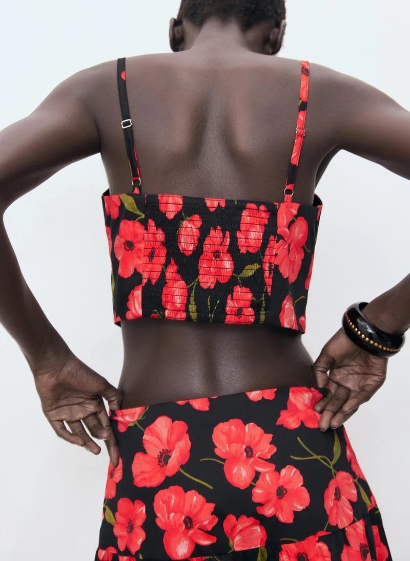 MANGO Floral Crop Top