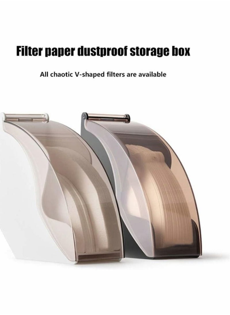 Coffee Filter Storage Box Acrylic Filter Paper Holder, V60 Filter Paper Fan Filter Paper Dust Box, Suitable Filter Paper Storage Container Stand for Coffee Shop Home Use, White