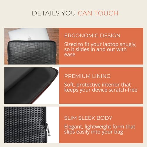 Hamelin Zeus Zipped Laptop Sleeve | 15.6 Inch Laptop Sleeve Bag | Durable, Lightweight & Protective Laptop Sleeve for 15.6 Inch Laptops | Laptop Case Pouch | Stylish Tech Storage Solution | Black Grid - Image 3