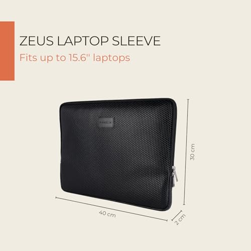 Hamelin Zeus Zipped Laptop Sleeve | 15.6 Inch Laptop Sleeve Bag | Durable, Lightweight & Protective Laptop Sleeve for 15.6 Inch Laptops | Laptop Case Pouch | Stylish Tech Storage Solution | Black Grid - Image 2