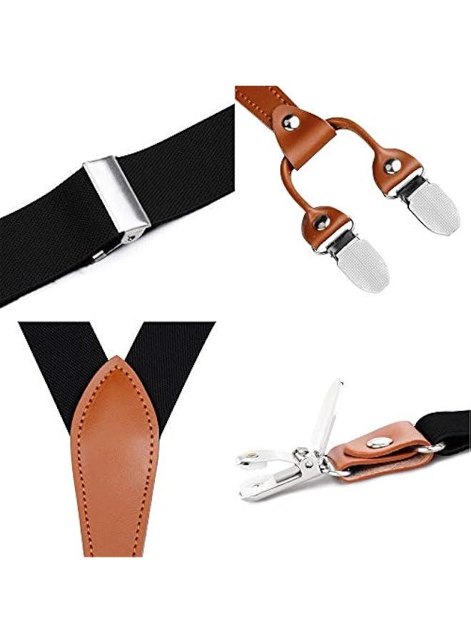 Suspenders & Bowtie Set Men's Elastic Band Suspenders + Bowtie + Shirts Holder for Wedding, Formal Events  - Image 3