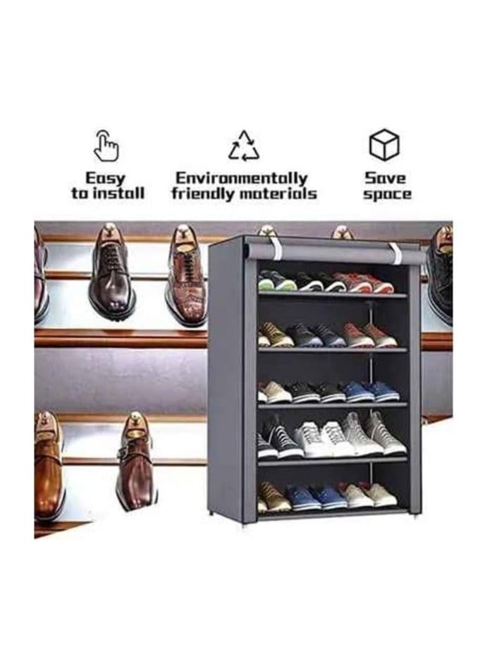 BLOOMING TIME Single Fabric Shoe Rack Grey - Image 2