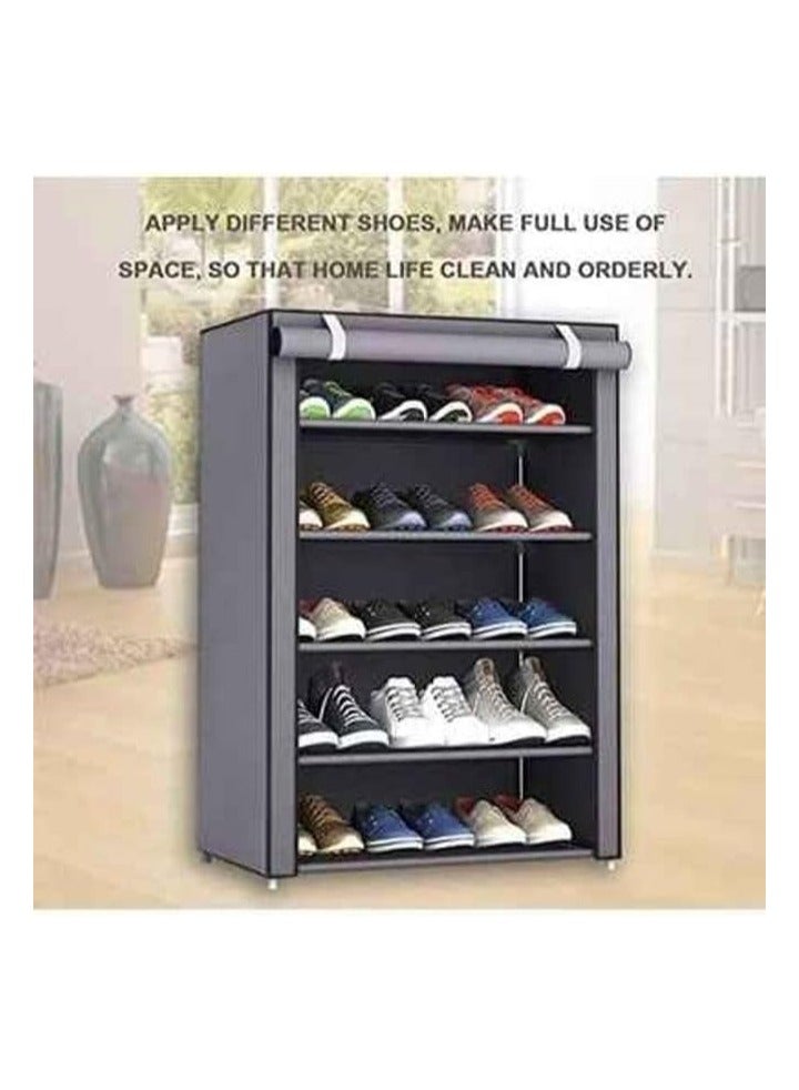 BLOOMING TIME Single Fabric Shoe Rack Grey - Image 3