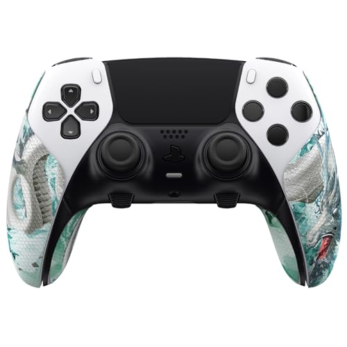 PlayVital Anti-Skid Sweat-Absorbent Grip for PS5 Edge Wireless Controller - Textured Soft PU Handle Protector, Jade Dragon-Cloud Dominator - Image 3