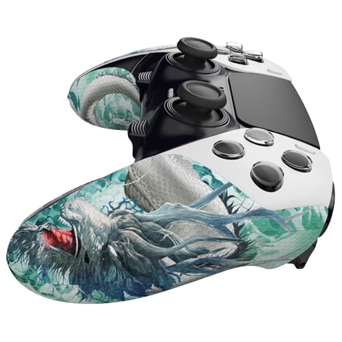 PlayVital Anti-Skid Sweat-Absorbent Grip for PS5 Edge Wireless Controller - Textured Soft PU Handle Protector, Jade Dragon-Cloud Dominator - Image 2