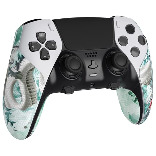 PlayVital Anti-Skid Sweat-Absorbent Grip for PS5 Edge Wireless Controller - Textured Soft PU Handle Protector, Jade Dragon-Cloud Dominator - Image 5