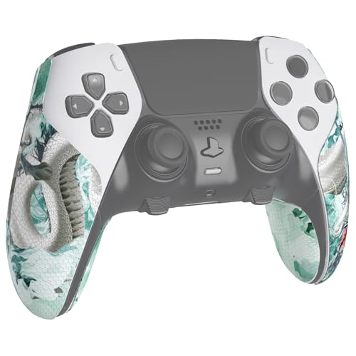 PlayVital Anti-Skid Sweat-Absorbent Grip for PS5 Edge Wireless Controller - Textured Soft PU Handle Protector, Jade Dragon-Cloud Dominator - Image 4
