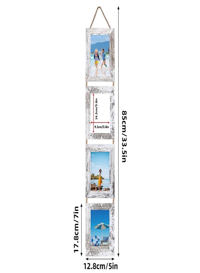 Lavezee مجموعة إطارات صور معلقة من لافيزي، مقاس 4×6 بوصة، قطعتان، إطار عمودي بفتحة 8 بوصات مصمم لعرض صور مقاس 4×6 بوصة لتزيين الجدران، لون أبيض عتيق - Image 2