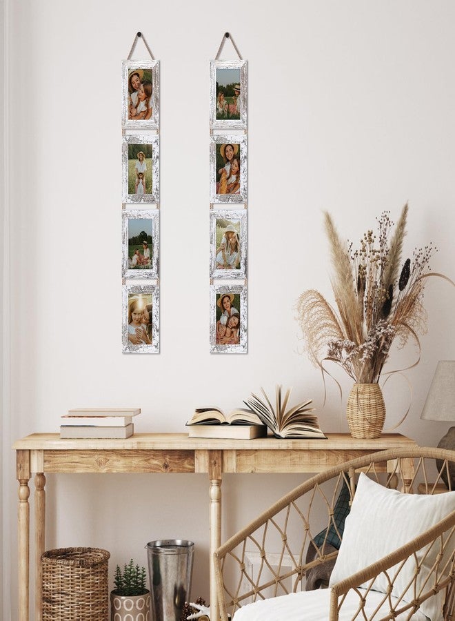 Lavezee مجموعة إطارات صور معلقة من لافيزي، مقاس 4×6 بوصة، قطعتان، إطار عمودي بفتحة 8 بوصات مصمم لعرض صور مقاس 4×6 بوصة لتزيين الجدران، لون أبيض عتيق - Image 3