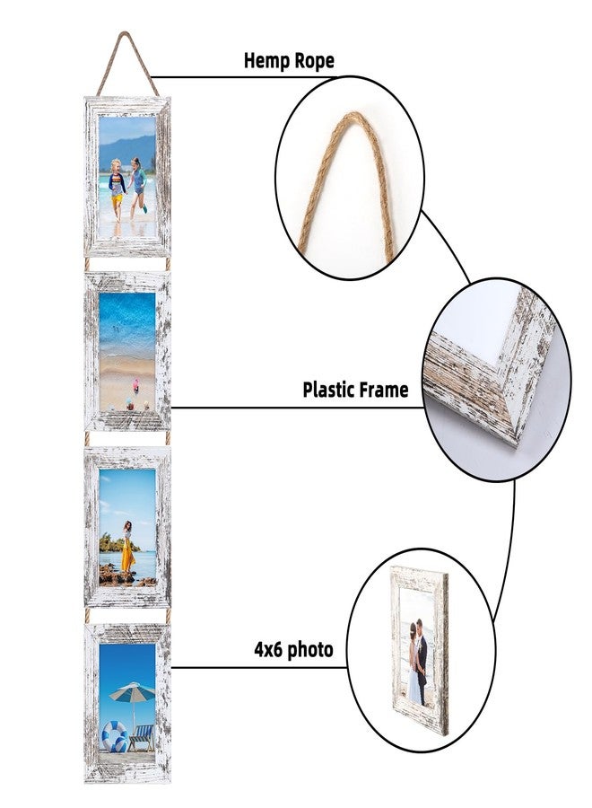 Lavezee مجموعة إطارات صور معلقة من لافيزي، مقاس 4×6 بوصة، قطعتان، إطار عمودي بفتحة 8 بوصات مصمم لعرض صور مقاس 4×6 بوصة لتزيين الجدران، لون أبيض عتيق - Image 4