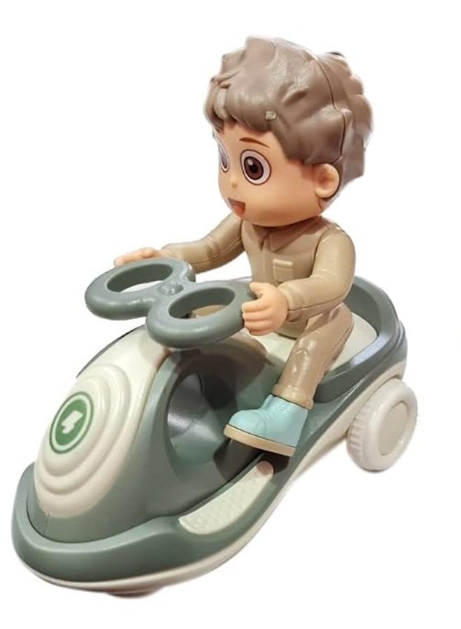 Cartoon Scooter Toy with Inertia & Swing Function, Cartoon Boy Riding Tricycle, Multicolor - Image 1