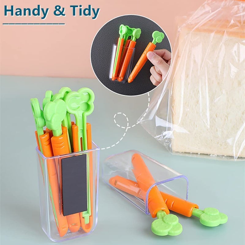 Bonilve Cute Plant Refrigerator Magnets with Sealing Clips, Carrot Food Package and Snack Bags Clips and 1 Magnets Container, with 2 Refrigerator Magnets Organizers Stick on Fridge - Image 4