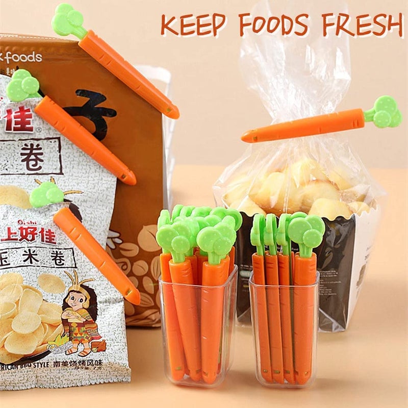 Bonilve Cute Plant Refrigerator Magnets with Sealing Clips, Carrot Food Package and Snack Bags Clips and 1 Magnets Container, with 2 Refrigerator Magnets Organizers Stick on Fridge - Image 2