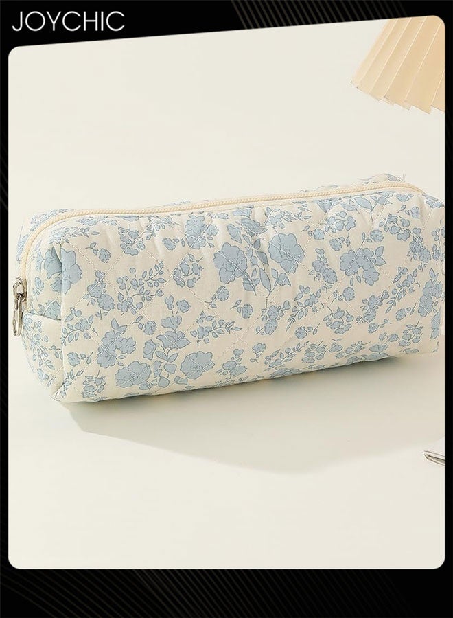 Joychic 3 Piece Large Capacity Travel Cosmetic Bag Cotton Quilted Makeup Bag Flower Pattern Makeup Bag Floral Toiletry Bag for Women - Image 2