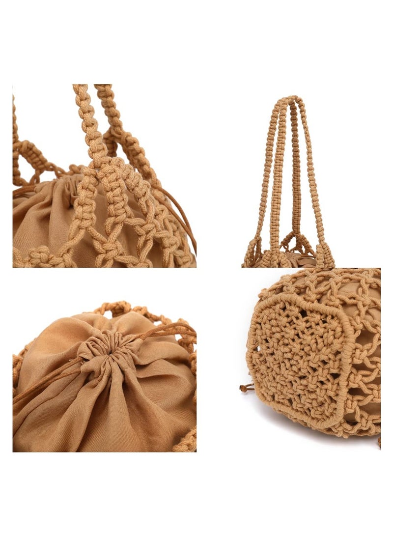 KASTWAVE Woven Bucket Handbag for Women for Summer Travel Beach - Image 4