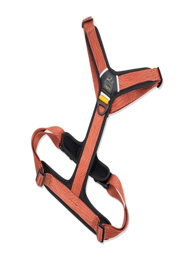 OllyDog سرج OllyDog Alpine Reflective Comfort، سرج للكلاب بدون شد مع حواف عاكسة، حزام بوليستر ناعم مطبوع بتقنية التسامي، مثالي للاستخدام اليومي والمغامرات (صغير، لون طيني بنقشة الخشب) - Image 1