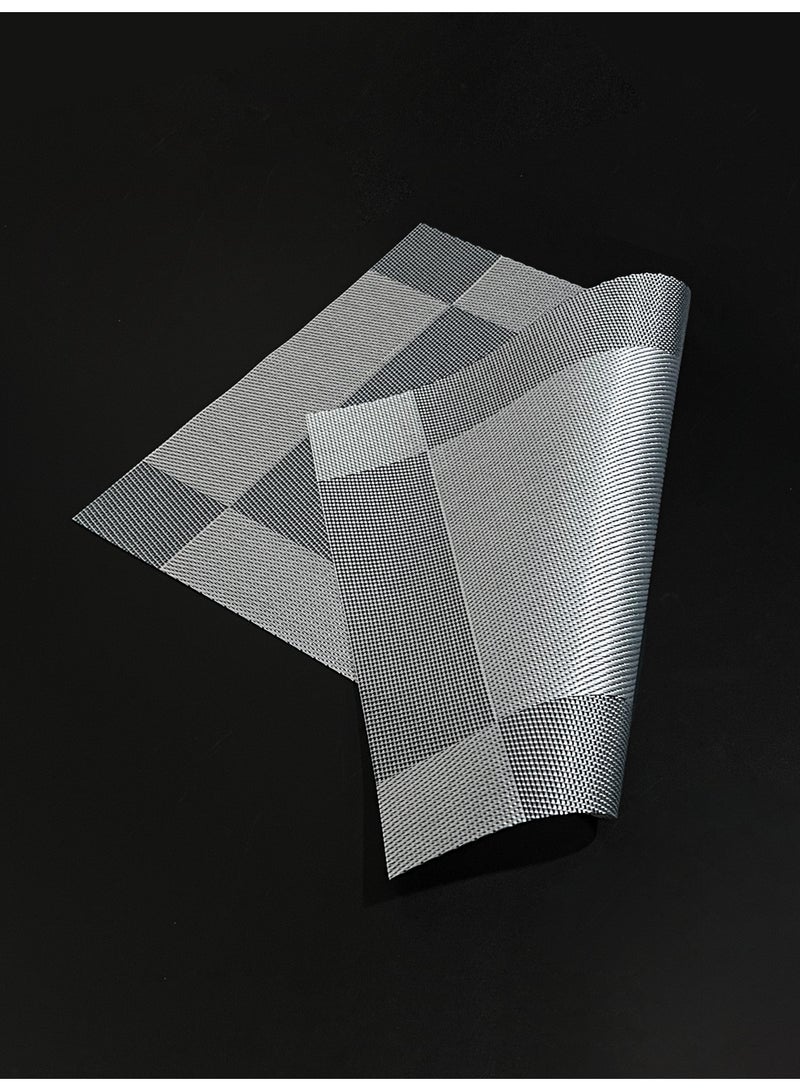 Morlife 6Pcs Placemats for Dining Table 45 * 30cm Easy to Clean Plastic Washable Placemat for Kitchen Table Indoor Outdoor Table Mats Heat-resistand Washable Woven Vinyl Table Mats (Silver) - Image 2