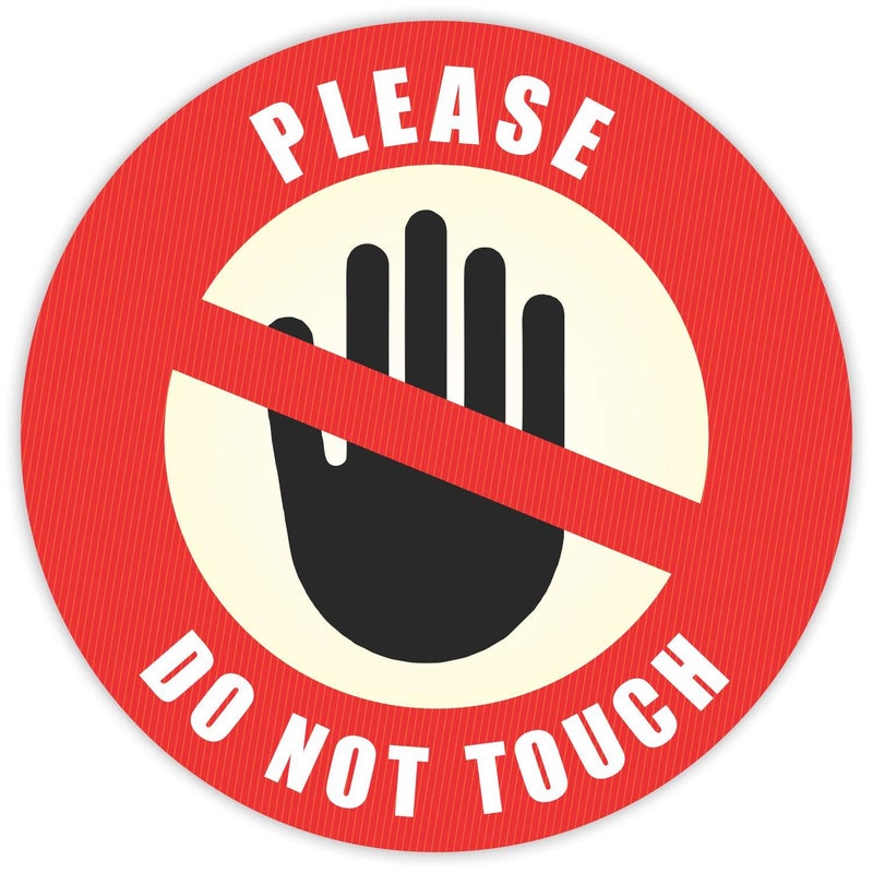 PARTH IMPEX Do Not Touch Sticker  Pack of 12 6 Large Round Laminated Vinyl Decals Sign Warning Labels