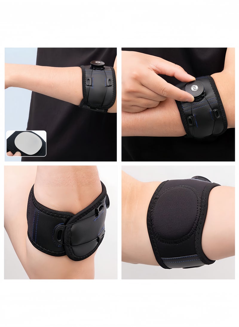 اعاره دعامة مرفق لاعبي التنس للرجال والنساء، دعامة مرفق لالتهاب الأوتار ومرفق لاعبي التنس ومرفق لاعبي الجولف، حزام مرفق قابل للتعديل (أسود، مقاس عادي واحد) - Image 5