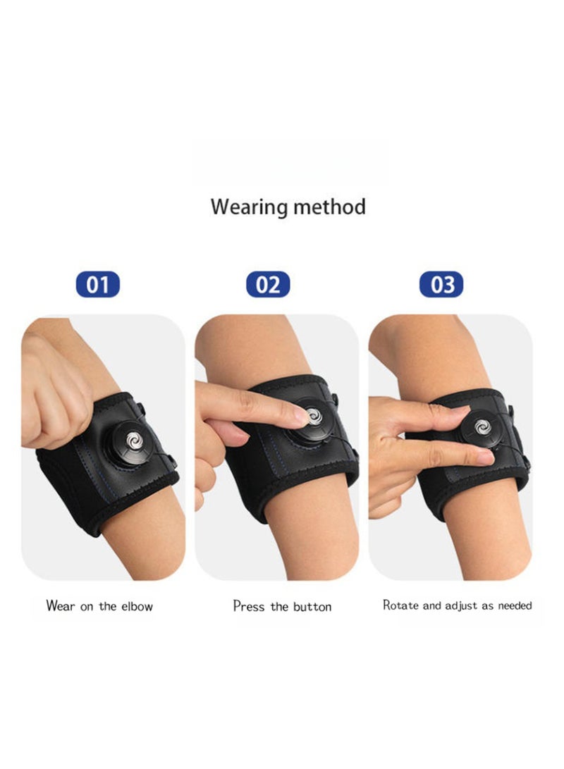 اعاره دعامة مرفق لاعبي التنس للرجال والنساء، دعامة مرفق لالتهاب الأوتار ومرفق لاعبي التنس ومرفق لاعبي الجولف، حزام مرفق قابل للتعديل (أسود، مقاس عادي واحد) - Image 3