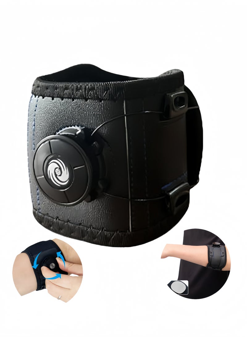 اعاره دعامة مرفق لاعبي التنس للرجال والنساء، دعامة مرفق لالتهاب الأوتار ومرفق لاعبي التنس ومرفق لاعبي الجولف، حزام مرفق قابل للتعديل (أسود، مقاس عادي واحد) - Image 1