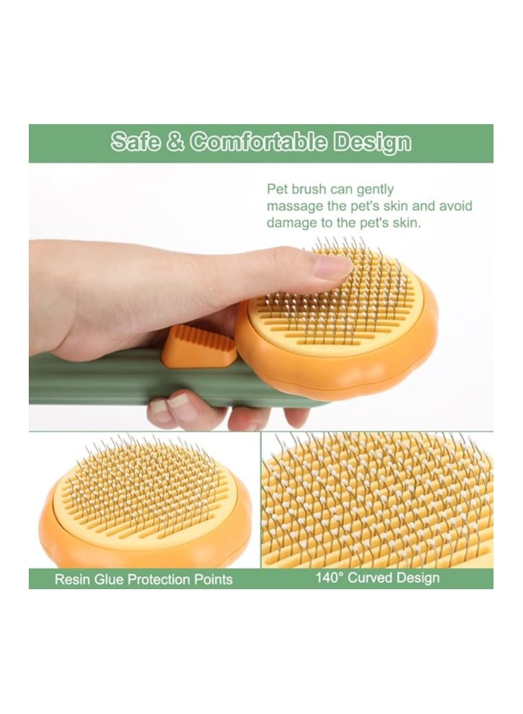 Generic Self Cleaning Slicker Brush Dog Brush and Cat Brush Cat Hair Brush with Curved Needle Comb Remove Loose Undercoat and Shed Fur Pet Pumpkin Brush Pet Brush for Shedding and Grooming  - Image 2