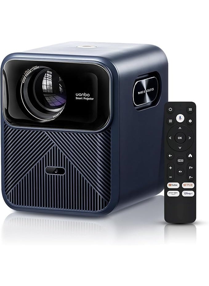 wanbo Mozart 1 Pro (2025) 4K Smart Projector | 1200 ANSI Lumens | Google TV 11 | Auto Focus & Keystone | HDR10 VRR MEMC | WiFi Bluetooth 5.0 | Netflix Home Outdoor Cinema (Gimbal stand sold separately) Mozart 1 Pro 2025 blue - Image 1