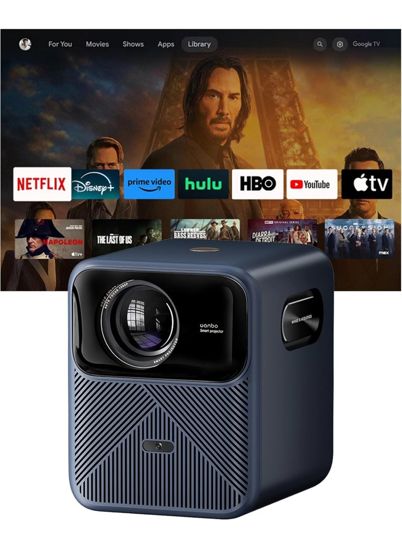 wanbo Mozart 1 Pro (2025) 4K Smart Projector | 1200 ANSI Lumens | Google TV 11 | Auto Focus & Keystone | HDR10 VRR MEMC | WiFi Bluetooth 5.0 | Netflix Home Outdoor Cinema (Gimbal stand sold separately) Mozart 1 Pro 2025 blue - Image 2