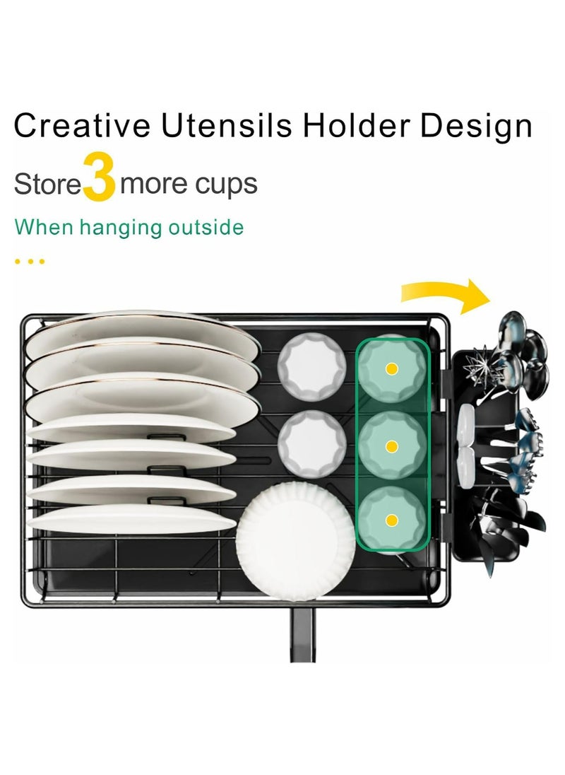 ZIMNEST - Small Dish Drying Rack in Sink - Kitchen Counter Dish Rack for RV Small Kitchen, 14.9" x 10.1" Dish Drainer with Drainboard, Utensil Holder, Dish Holder for Sink, Black - Image 1