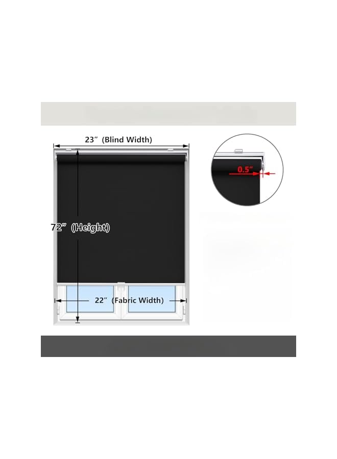 The Bros Cordless Roller Shades Blackout Blinds for Windows Room Darkening Rolled Up Shades with Spring System,Window (Color : Black) - Image 2