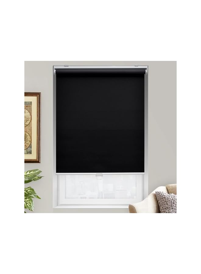 The Bros Cordless Roller Shades Blackout Blinds for Windows Room Darkening Rolled Up Shades with Spring System,Window (Color : Black) - Image 3