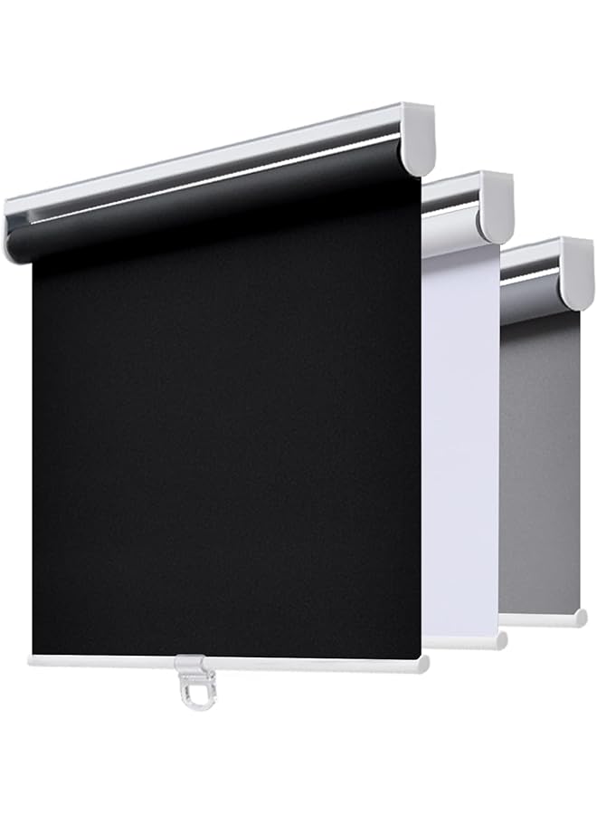 The Bros Cordless Roller Shades Blackout Blinds for Windows Room Darkening Rolled Up Shades with Spring System,Window (Color : Black) - Image 1