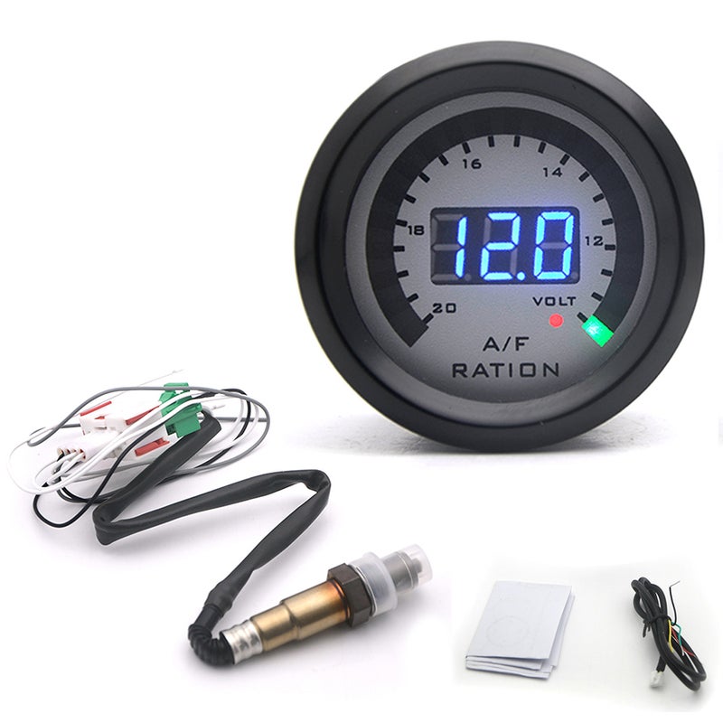 Digital Air Fuel Ratio Gauge Kit 52mm/2in 2-In-1 Car Meter Accurate Easy To View - High-Quality Durable Anti-Aging Plastic for 12.0V Motorcycle Car Truck Gasoline Engine - Image 1