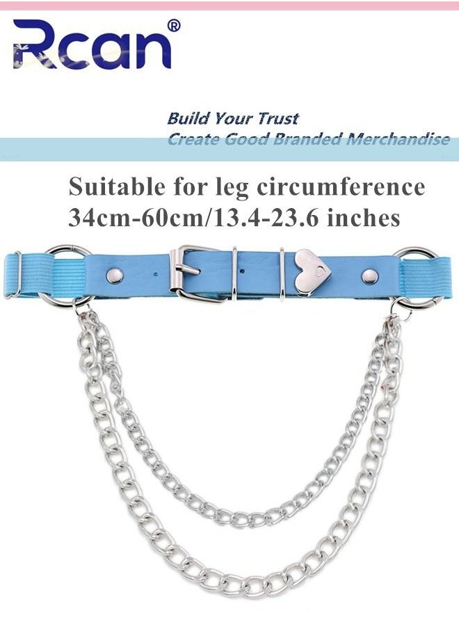 Rcan - 2 Pack Leather Garter Non Slip Adjustable Fashion Leg Accessories Metal Hollow Leg Rings For Girls and Ladies - Image 1
