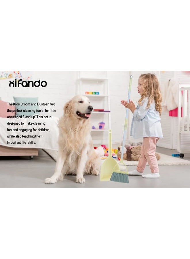 Xifando Mini Broom with Dustpan for Kids,Little Housekeeping Helper Set (Light Yellow) - Image 2