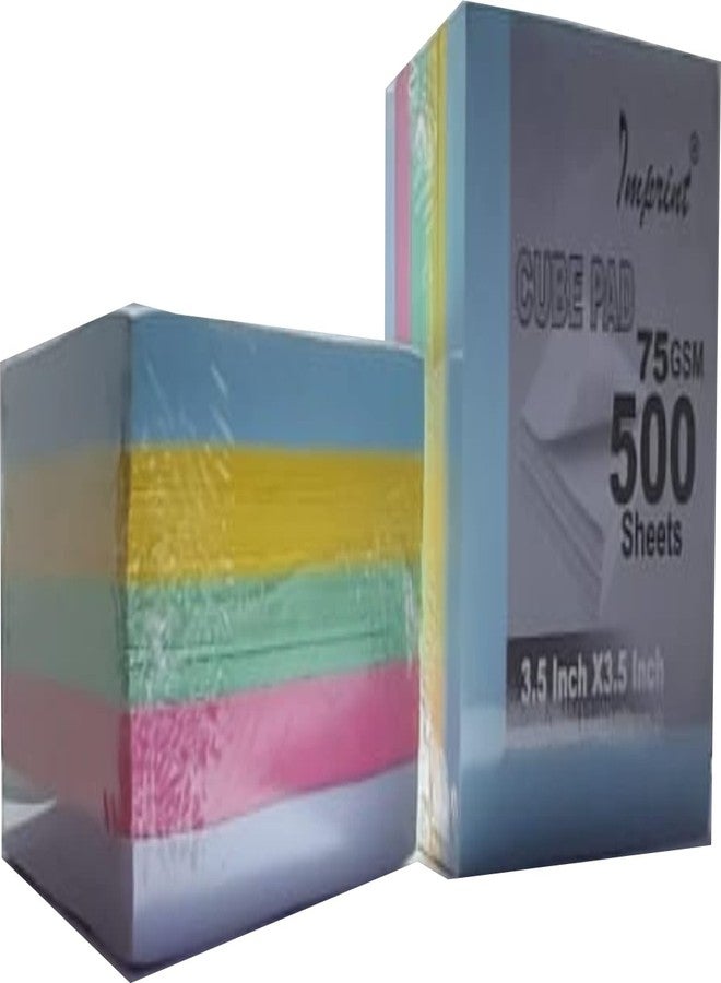إمبرينت عبوات إعادة تعبئة مكعبات الملاحظات من إمبرينت، مقاس 3.5 × 3.5 بوصة، ورق 75 جرامًا للمتر المربع، 500 ورقة، عبوة من قطعتين، ألوان متنوعة - Image 1
