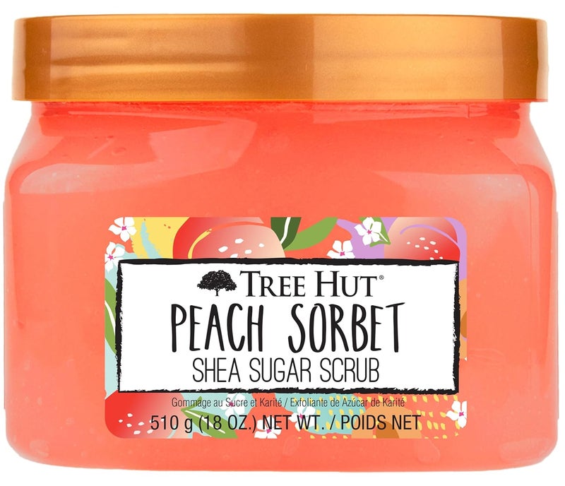 Treehut Peach Sorbet Shea Sugar Scrub, Exfoliating, Hydrating & Moisturizing Body Scrub with Shea Butter & Nourishing Essential Oils, Smooth & Soften Skin, 18 oz - Image 1