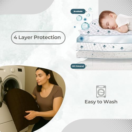 BABYLEE Waterproof Queen Size 72x60 inch Cotton Quilted Mattress Protector Breathable Hypoallergenic Noiseless Ultra Soft Elastic Fitted Bed Protector Mattress/Bed Cover (Brown, Queen (72 * 60")) - Image 4