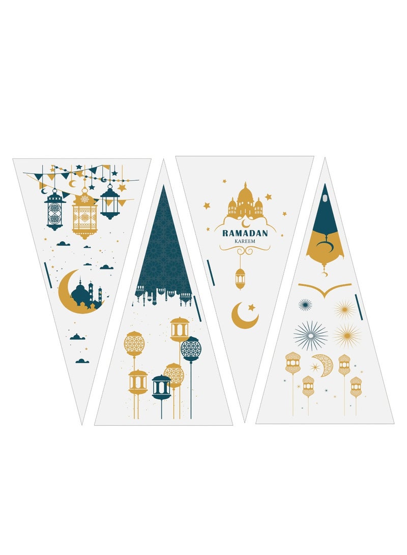 10 قطع من أكياس هدايا الحلوى المثلثة الشفافة من السيلوفان لشهر رمضان الكريم مع عقدة ملتوية ذهبية لحفلات الإفطار وحقيبة الحلوى وهدايا الضيوف والأطفال - Image 5