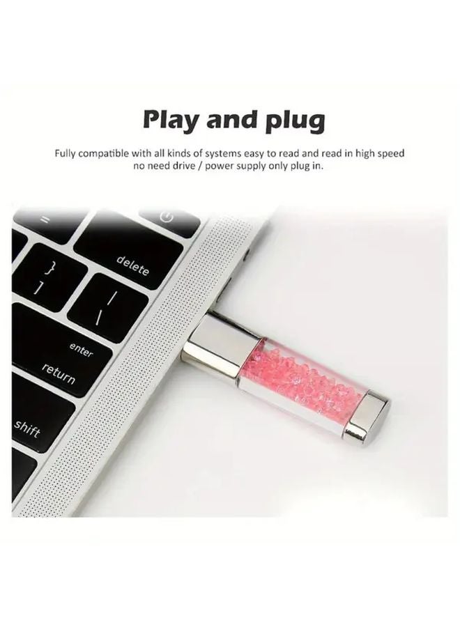 LansTen USB 3.1 محرك فلاش 128 جيجابايت بتصميم BorlterClamp قلم فلاش بلوري لطيف باللون الوردي - Image 4