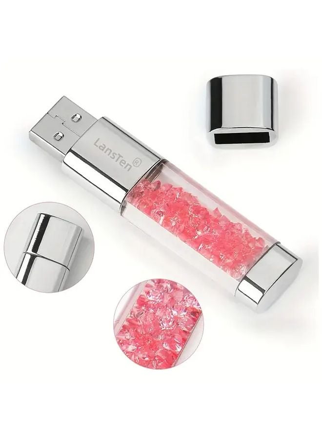 LansTen USB 3.1 محرك فلاش 128 جيجابايت بتصميم BorlterClamp قلم فلاش بلوري لطيف باللون الوردي - Image 3