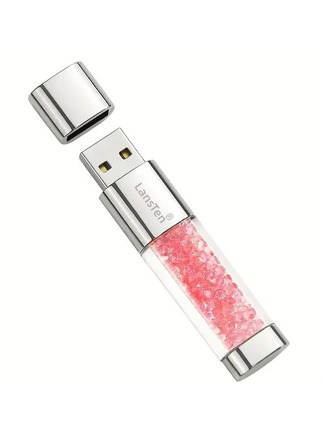 LansTen USB 3.1 محرك فلاش 128 جيجابايت بتصميم BorlterClamp قلم فلاش بلوري لطيف باللون الوردي - Image 1