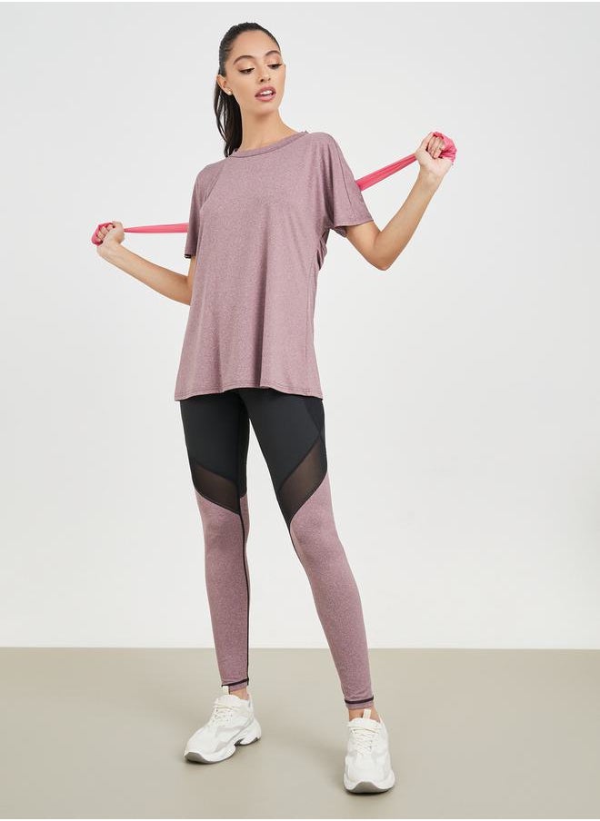 Styli - Melange Open Back Detail Top & Colorblock Mesh Detail Legging Sets - Image 1