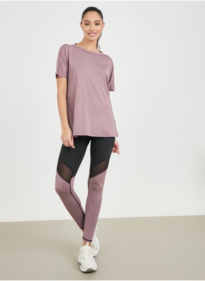 Styli - Melange Open Back Detail Top & Colorblock Mesh Detail Legging Sets - Image 1