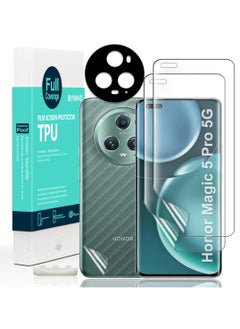 Ibywind Screen Protector For Honor Magic 5 Pro 5G 6.81 Inches with 2Pcs Flexible TPU Film Camera Lens Protector 1Pc Backing Carbon Fiber Film Fingerprint Reader Easy to install  - Image 1