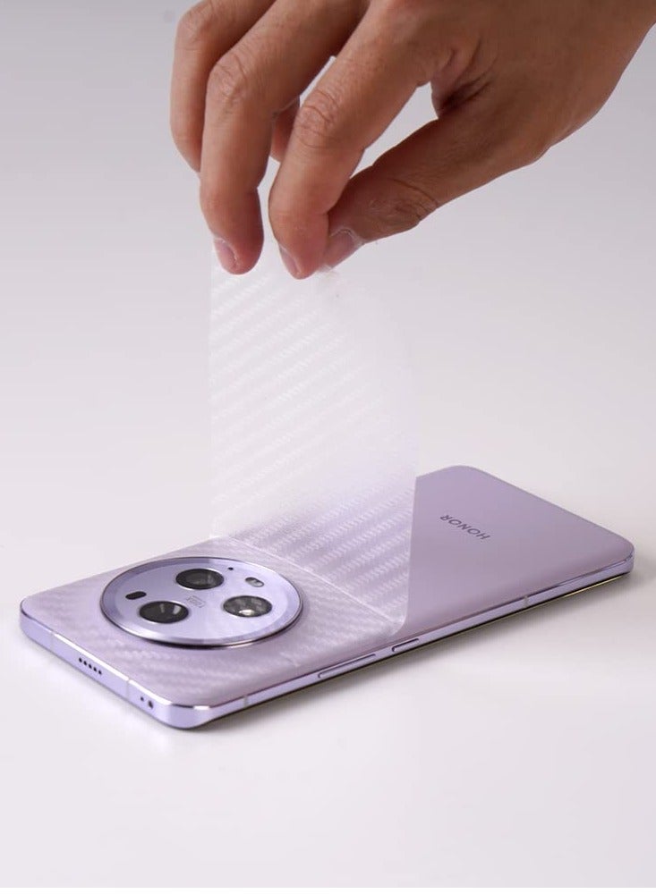 ايبيويند واقي شاشة لهاتف Honor Magic 5 Pro 5G 6.81 بوصة مع قطعتين من واقي عدسة الكاميرا المرن من مادة TPU وقطعة واحدة من فيلم ألياف الكربون الداعم وقارئ بصمات الأصابع سهل التركيب - Image 5