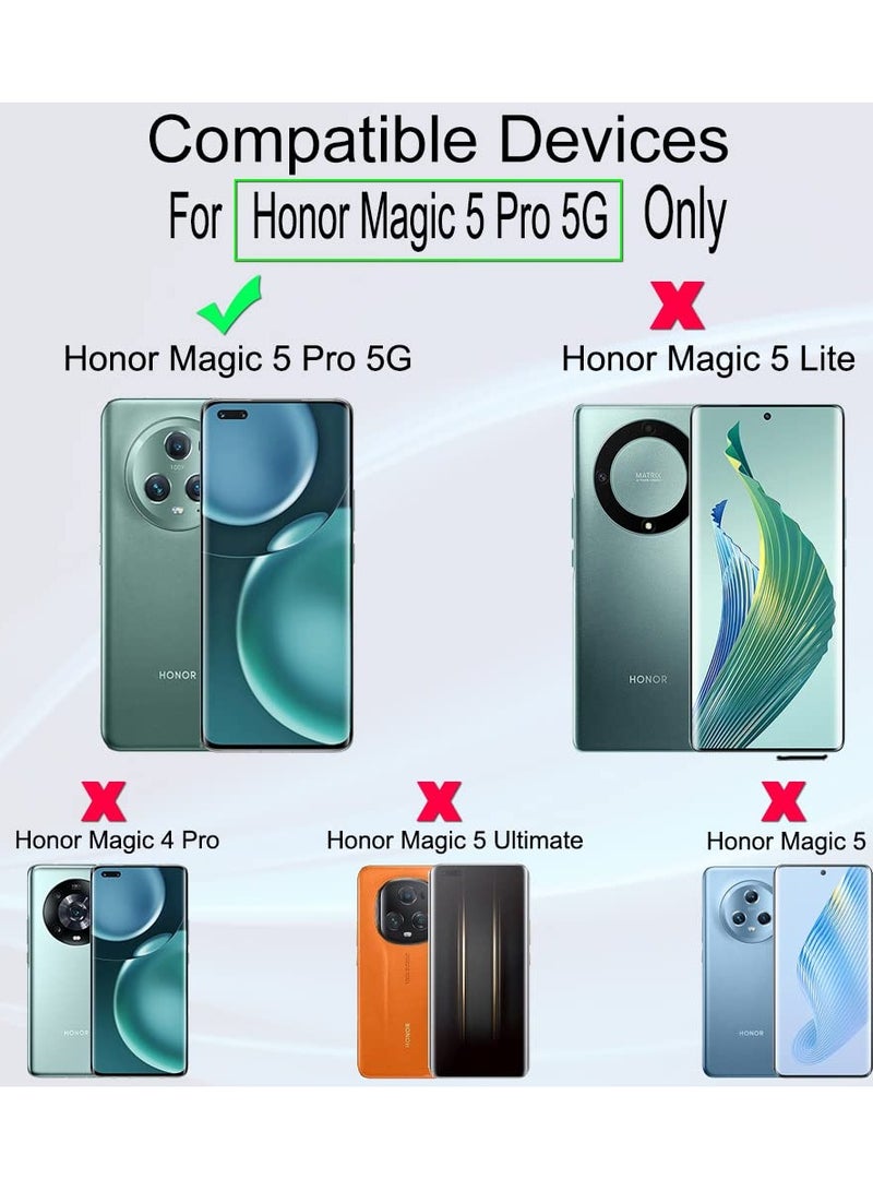 ايبيويند واقي شاشة لهاتف Honor Magic 5 Pro 5G 6.81 بوصة مع قطعتين من واقي عدسة الكاميرا المرن من مادة TPU وقطعة واحدة من فيلم ألياف الكربون الداعم وقارئ بصمات الأصابع سهل التركيب - Image 3